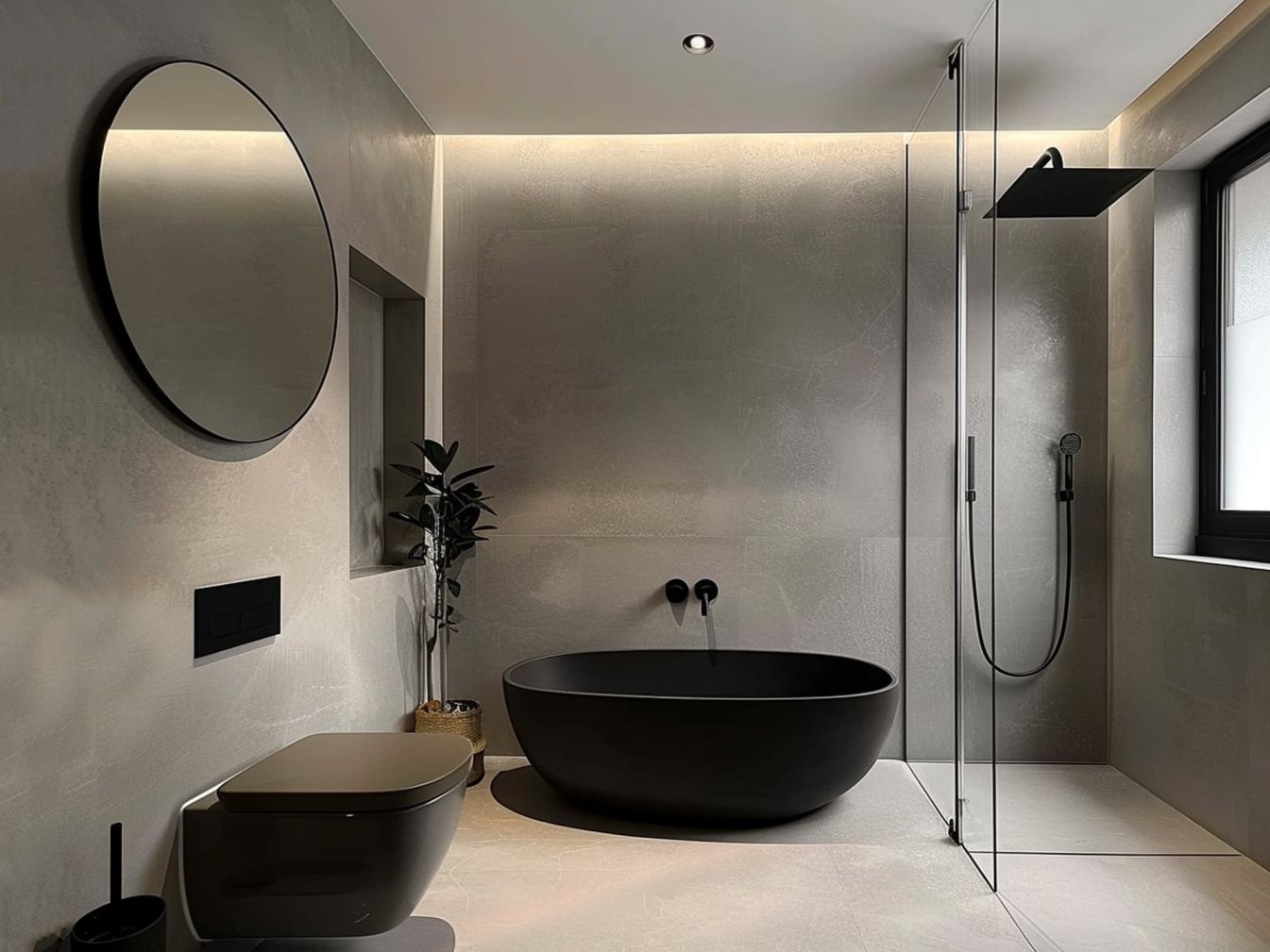 Runder Spiegel in Grau